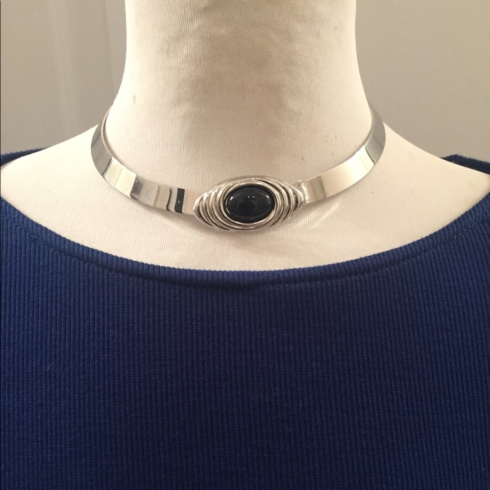 Vintage Park Lane Black & Silver Choker Necklace